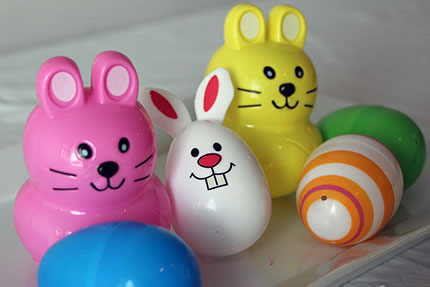 plastic eggs and bunnies